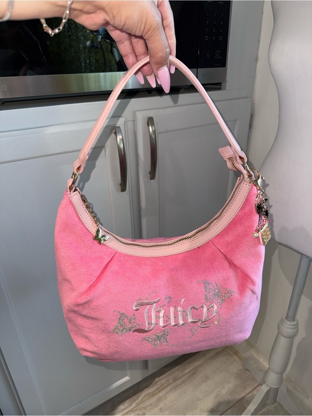 Juicy Couture Pink Butterfly Hobo Purse Barbiecore Vibes